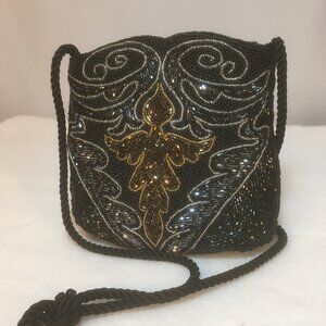 Black Beaded Evening Bag                FREE SHIPPING